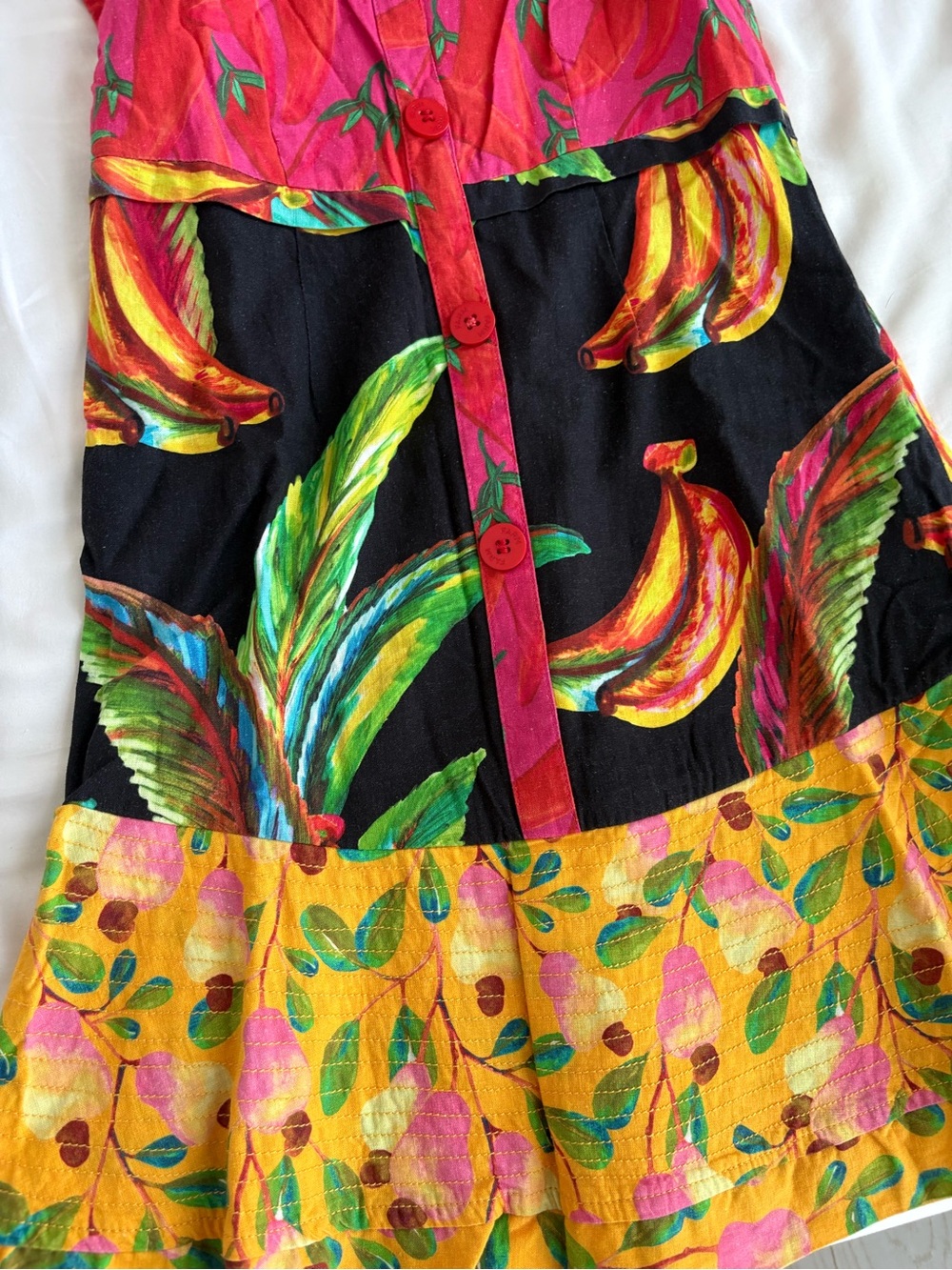 Farm Rio Cashews Chilli Bananas Linen Mini Dress M - Picture 14 of 16